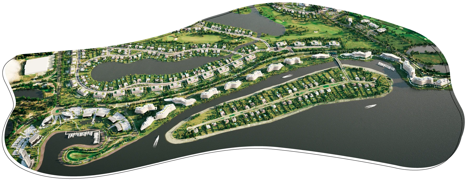 Vista aérea del masterplan de La Isla del Delta